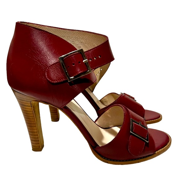 Sapena Spain Burgundy Leather Heels - Picture 1 of 6
